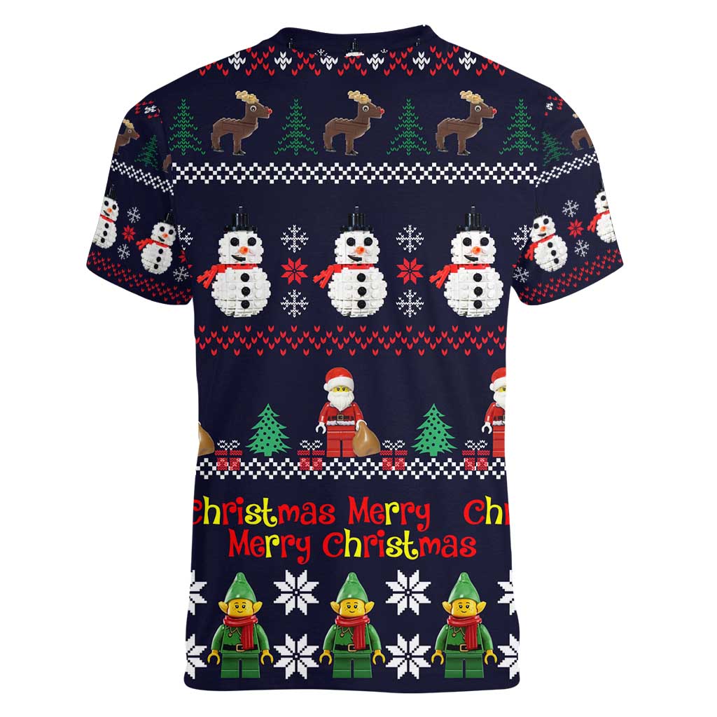 Lego Awesome Christmas Women V-Neck T-Shirt Funny Xmas Holiday Patterns - Wonder Print Shop