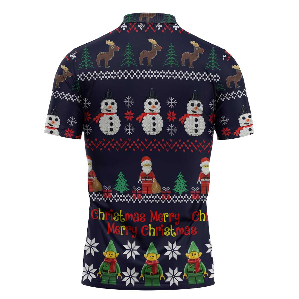 Lego Awesome Christmas Zipper Polo Shirt Funny Xmas Holiday Patterns - Wonder Print Shop