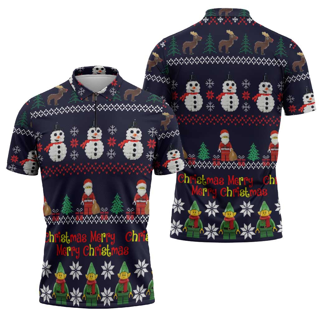 Lego Awesome Christmas Zipper Polo Shirt Funny Xmas Holiday Patterns - Wonder Print Shop