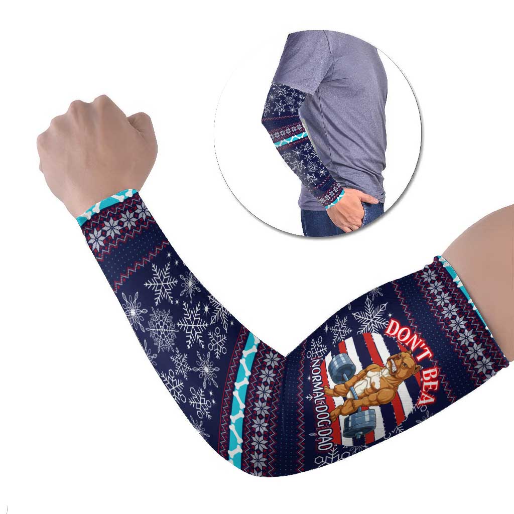 Don't Be A Normal Dog Dad Christmas Arm Sleeves Funny Xmas Holiday Patterns - Wonder Print Shop
