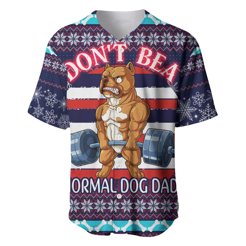 Don't Be A Normal Dog Dad Christmas Baseball Jersey Funny Xmas Holiday Patterns - Wonder Print Shop