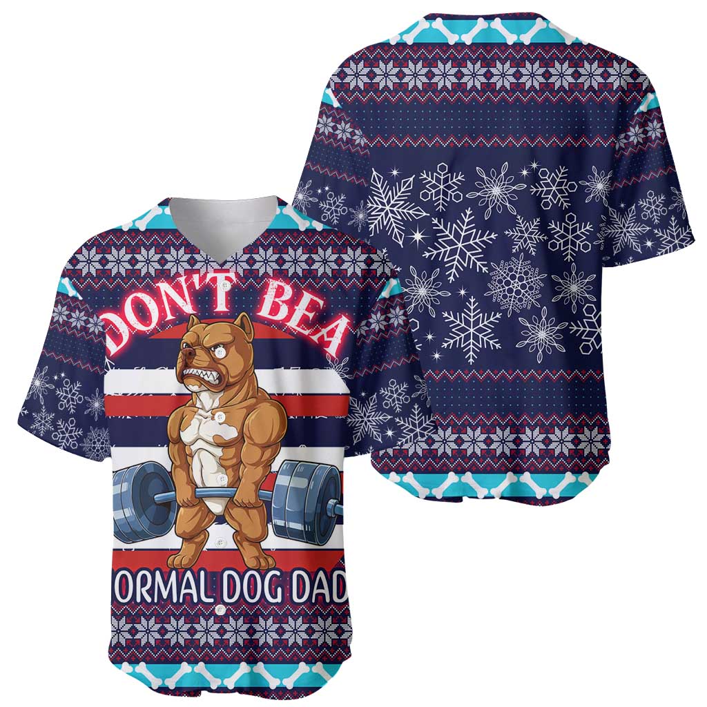 Don't Be A Normal Dog Dad Christmas Baseball Jersey Funny Xmas Holiday Patterns - Wonder Print Shop