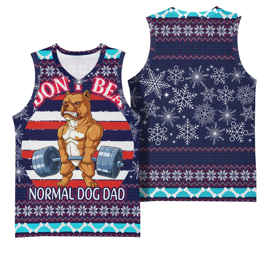 Don't Be A Normal Dog Dad Christmas Basketball Jersey Funny Xmas Holiday Patterns - Wonder Print Shop