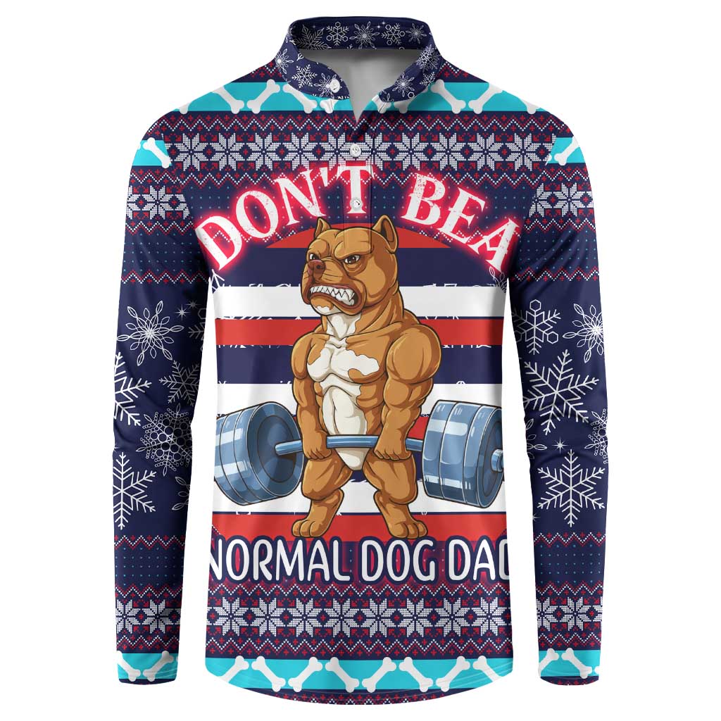 Don't Be A Normal Dog Dad Christmas Button Sweatshirt Funny Xmas Holiday Patterns - Wonder Print Shop