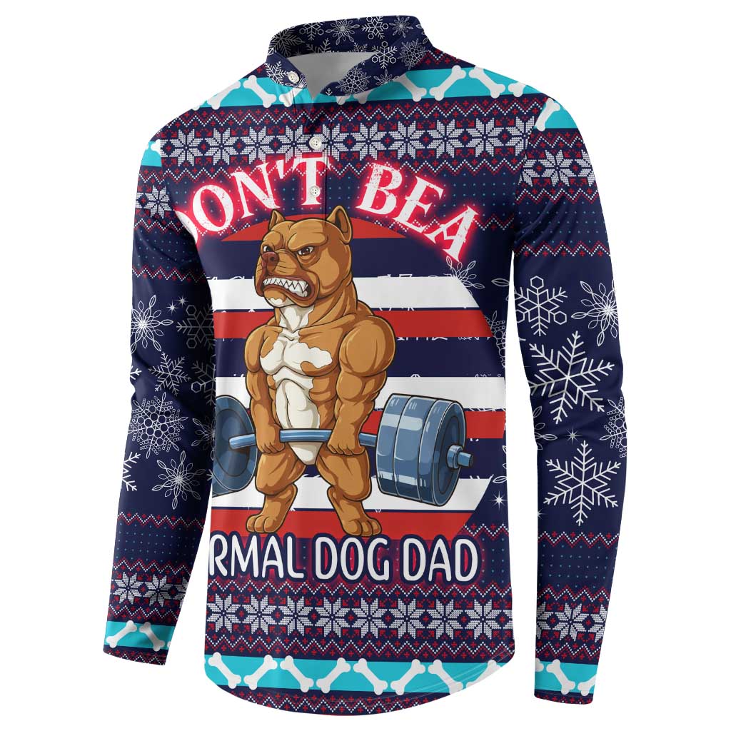 Don't Be A Normal Dog Dad Christmas Button Sweatshirt Funny Xmas Holiday Patterns - Wonder Print Shop