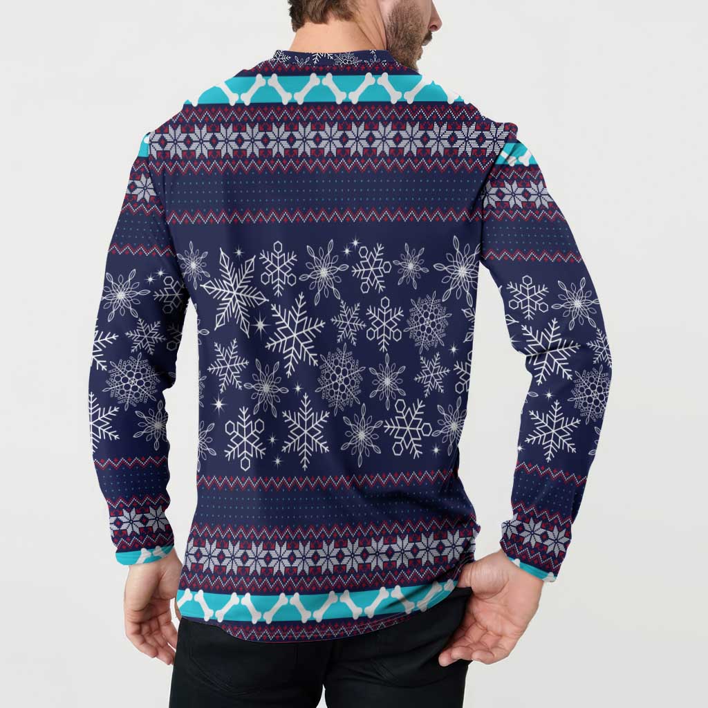 Don't Be A Normal Dog Dad Christmas Button Sweatshirt Funny Xmas Holiday Patterns - Wonder Print Shop