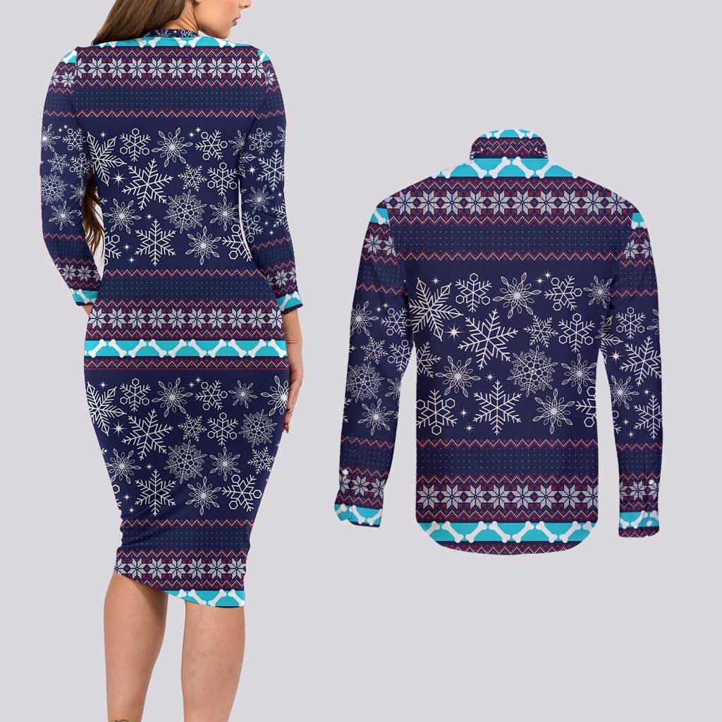 Don't Be A Normal Dog Dad Christmas Couples Matching Long Sleeve Bodycon Dress and Long Sleeve Button Shirt Funny Xmas Holiday Patterns - Wonder Print Shop