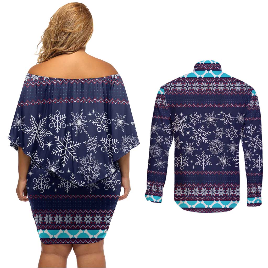 Don't Be A Normal Dog Dad Christmas Couples Matching Off Shoulder Short Dress and Long Sleeve Button Shirt Funny Xmas Holiday Patterns - Wonder Print Shop
