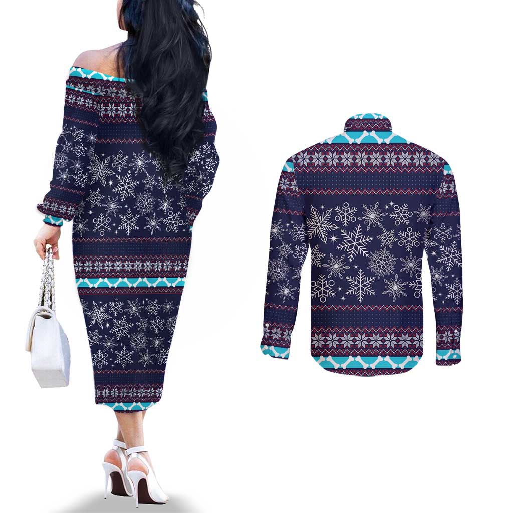 Don't Be A Normal Dog Dad Christmas Couples Matching Off The Shoulder Long Sleeve Dress and Long Sleeve Button Shirt Funny Xmas Holiday Patterns - Wonder Print Shop