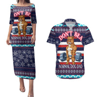 Don't Be A Normal Dog Dad Christmas Couples Matching Puletasi and Hawaiian Shirt Funny Xmas Holiday Patterns - Wonder Print Shop