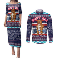 Don't Be A Normal Dog Dad Christmas Couples Matching Puletasi and Long Sleeve Button Shirt Funny Xmas Holiday Patterns - Wonder Print Shop