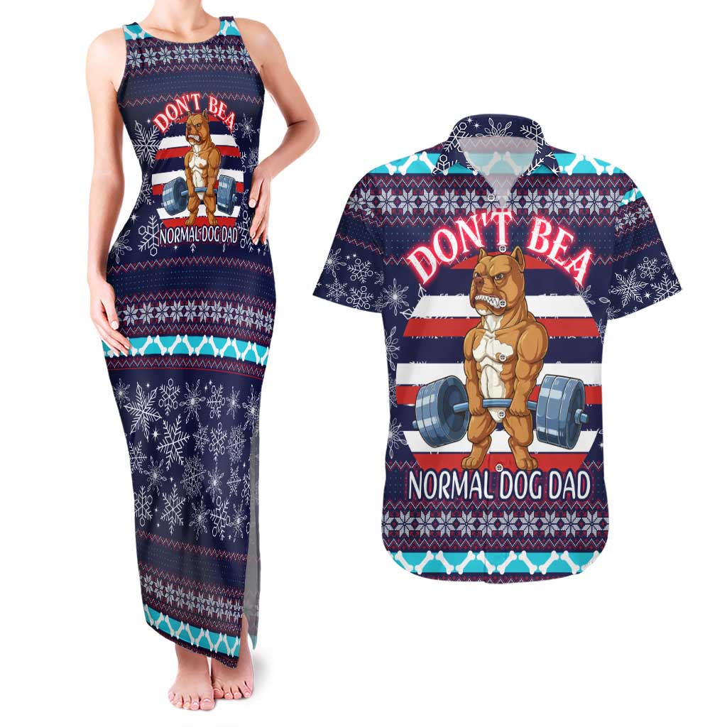 Don't Be A Normal Dog Dad Christmas Couples Matching Tank Maxi Dress and Hawaiian Shirt Funny Xmas Holiday Patterns - Wonder Print Shop