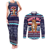 Don't Be A Normal Dog Dad Christmas Couples Matching Tank Maxi Dress and Long Sleeve Button Shirt Funny Xmas Holiday Patterns - Wonder Print Shop