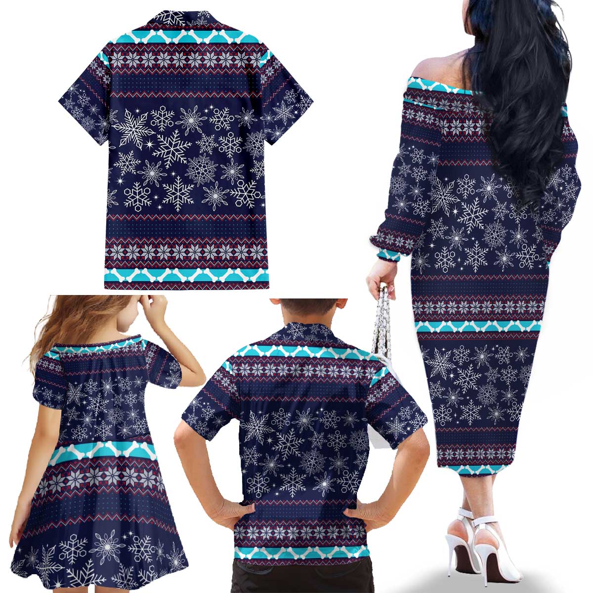 Don't Be A Normal Dog Dad Christmas Family Matching Off The Shoulder Long Sleeve Dress and Hawaiian Shirt Funny Xmas Holiday Patterns - Wonder Print Shop