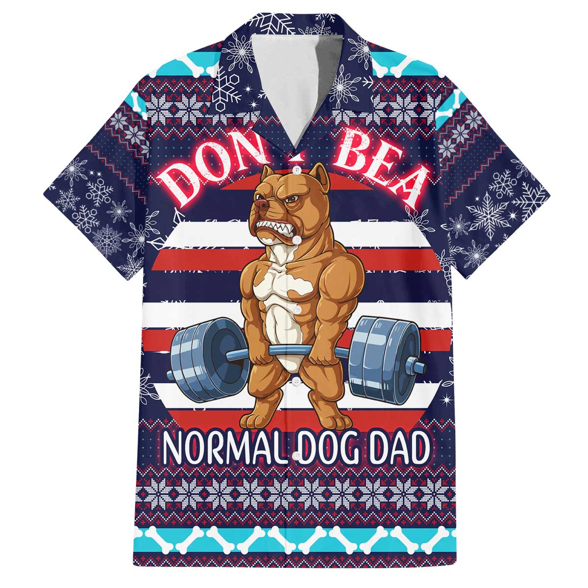 Don't Be A Normal Dog Dad Christmas Family Matching Off The Shoulder Long Sleeve Dress and Hawaiian Shirt Funny Xmas Holiday Patterns - Wonder Print Shop