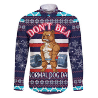 Don't Be A Normal Dog Dad Christmas Family Matching Off The Shoulder Long Sleeve Dress and Hawaiian Shirt Funny Xmas Holiday Patterns - Wonder Print Shop