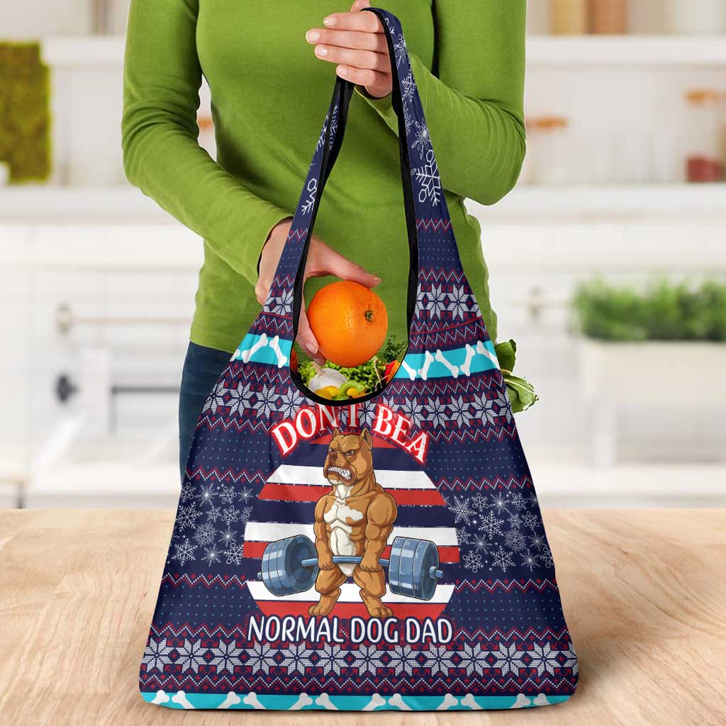 Don't Be A Normal Dog Dad Christmas Grocery Bag Funny Xmas Holiday Patterns - Wonder Print Shop