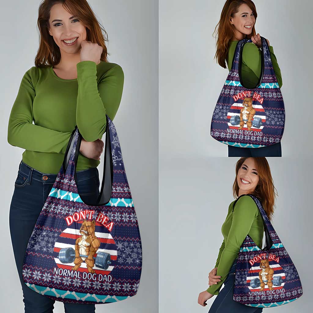 Don't Be A Normal Dog Dad Christmas Grocery Bag Funny Xmas Holiday Patterns - Wonder Print Shop