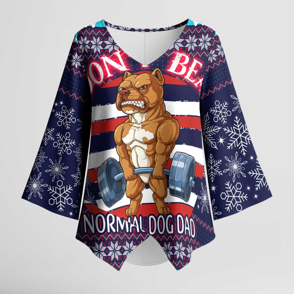 Don't Be A Normal Dog Dad Christmas Kimono Sleeve Blouse Funny Xmas Holiday Patterns - Wonder Print Shop