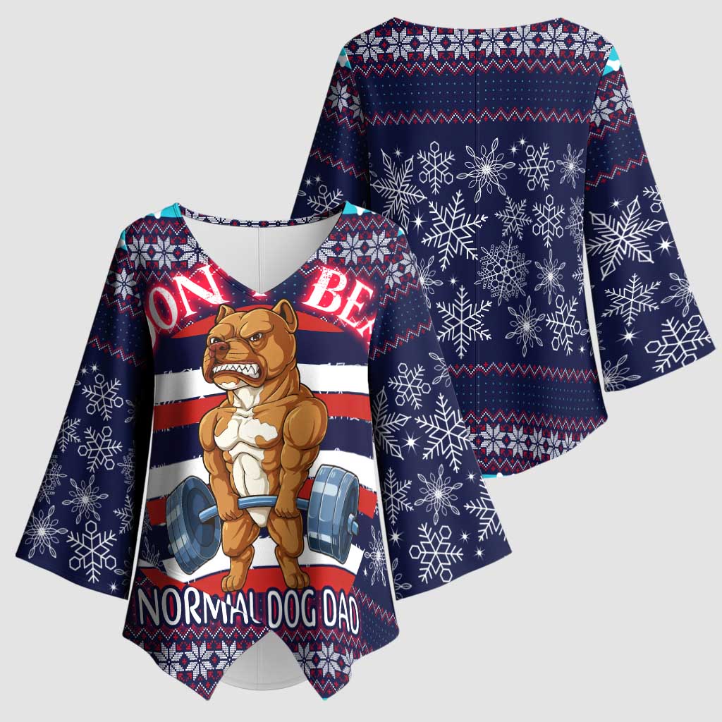 Don't Be A Normal Dog Dad Christmas Kimono Sleeve Blouse Funny Xmas Holiday Patterns - Wonder Print Shop