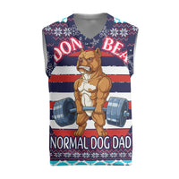 Don't Be A Normal Dog Dad Christmas Knitted V-Neck Vest Funny Xmas Holiday Patterns - Wonder Print Shop