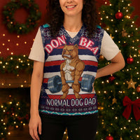Don't Be A Normal Dog Dad Christmas Knitted V-Neck Vest Funny Xmas Holiday Patterns - Wonder Print Shop
