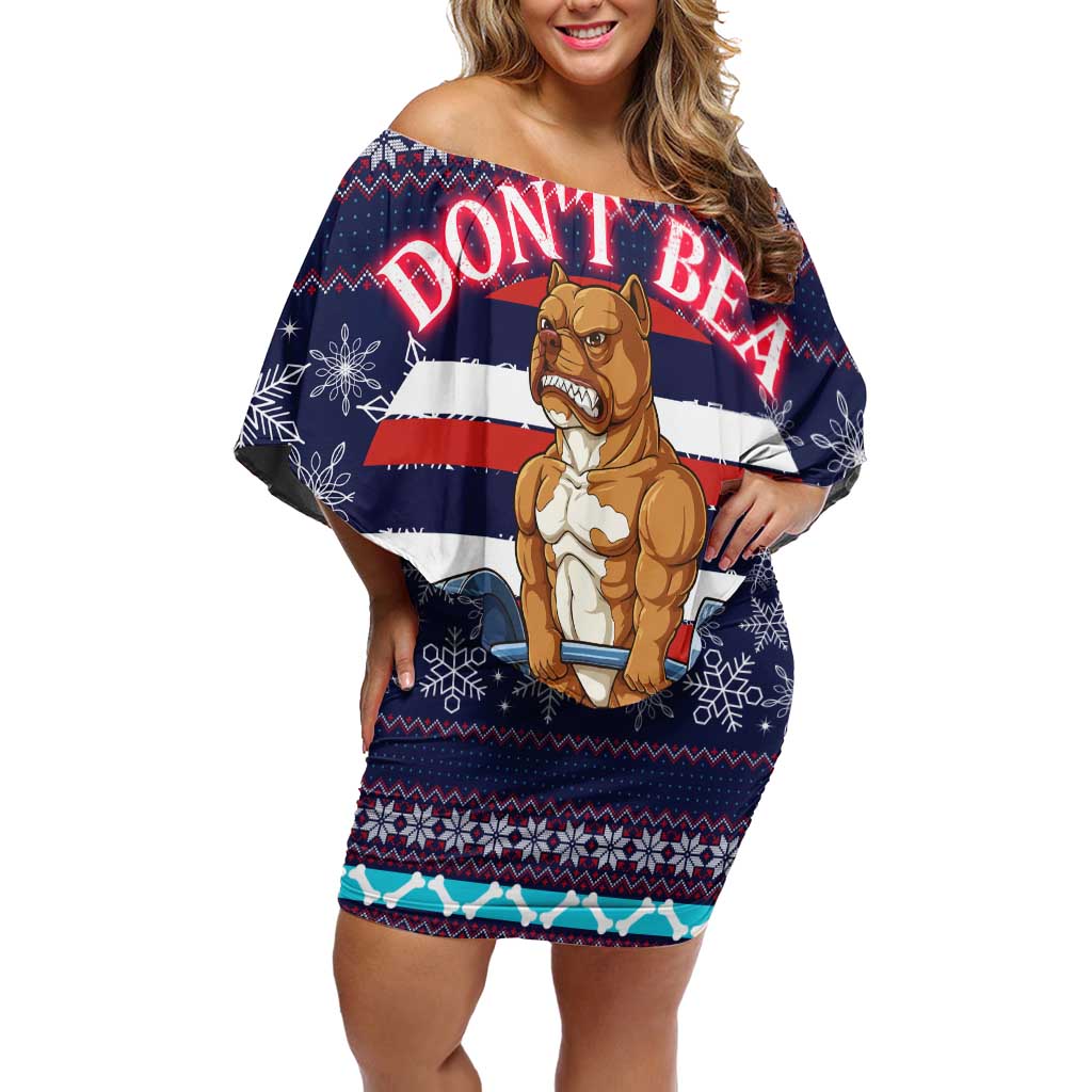 Don't Be A Normal Dog Dad Christmas Off Shoulder Short Dress Funny Xmas Holiday Patterns - Wonder Print Shop