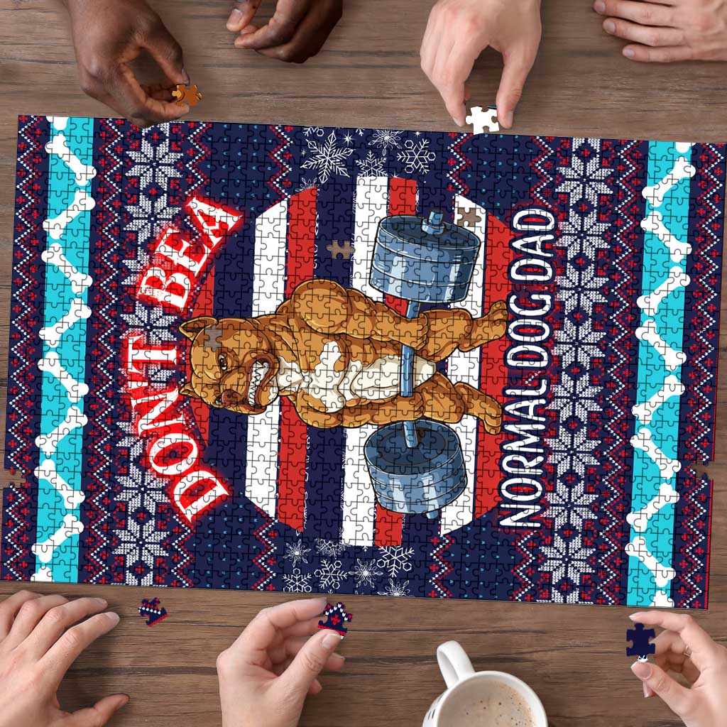 Don't Be A Normal Dog Dad Christmas Puzzle Funny Xmas Holiday Patterns - Wonder Print Shop