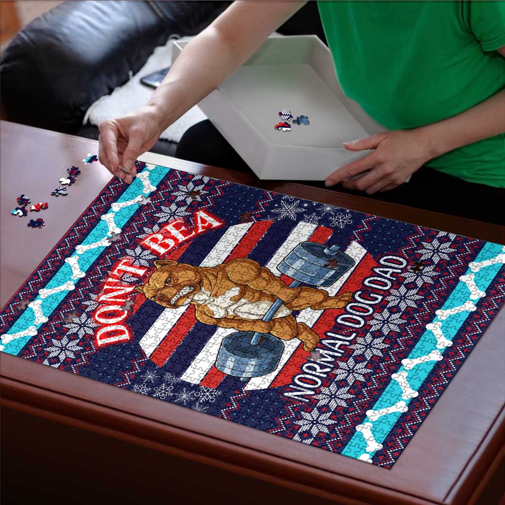 Don't Be A Normal Dog Dad Christmas Puzzle Funny Xmas Holiday Patterns - Wonder Print Shop