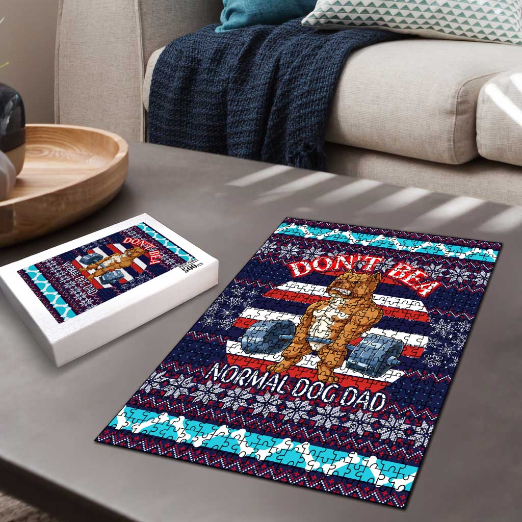 Don't Be A Normal Dog Dad Christmas Puzzle Funny Xmas Holiday Patterns - Wonder Print Shop