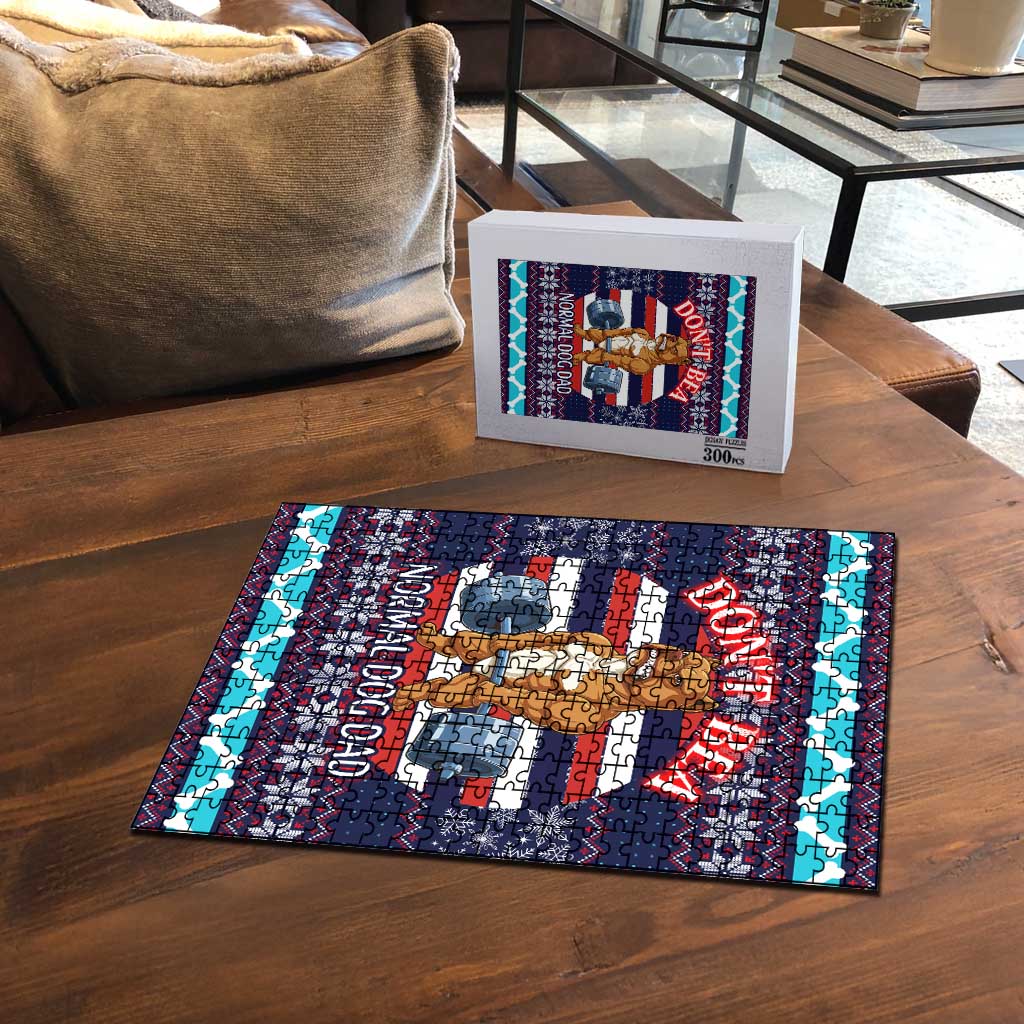 Don't Be A Normal Dog Dad Christmas Puzzle Funny Xmas Holiday Patterns - Wonder Print Shop