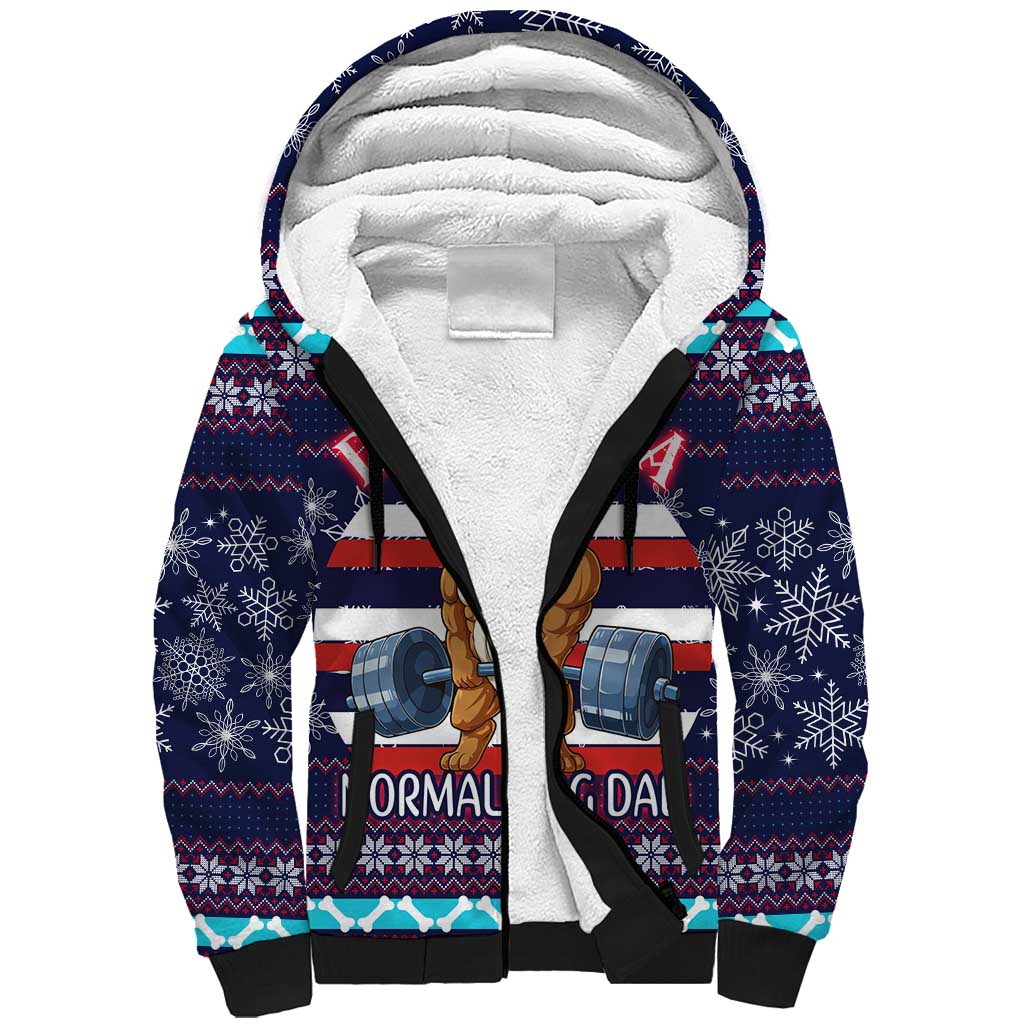 Don't Be A Normal Dog Dad Christmas Sherpa Hoodie Funny Xmas Holiday Patterns - Wonder Print Shop