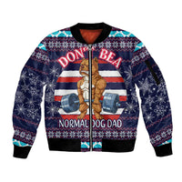 Don't Be A Normal Dog Dad Christmas Sleeve Zip Bomber Jacket Funny Xmas Holiday Patterns - Wonder Print Shop