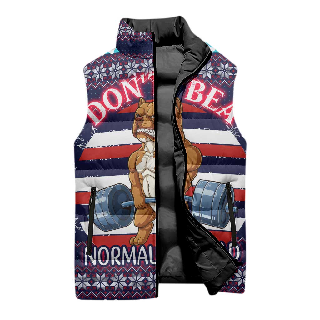 Don't Be A Normal Dog Dad Christmas Sleeveless Puffer Jacket Funny Xmas Holiday Patterns - Wonder Print Shop