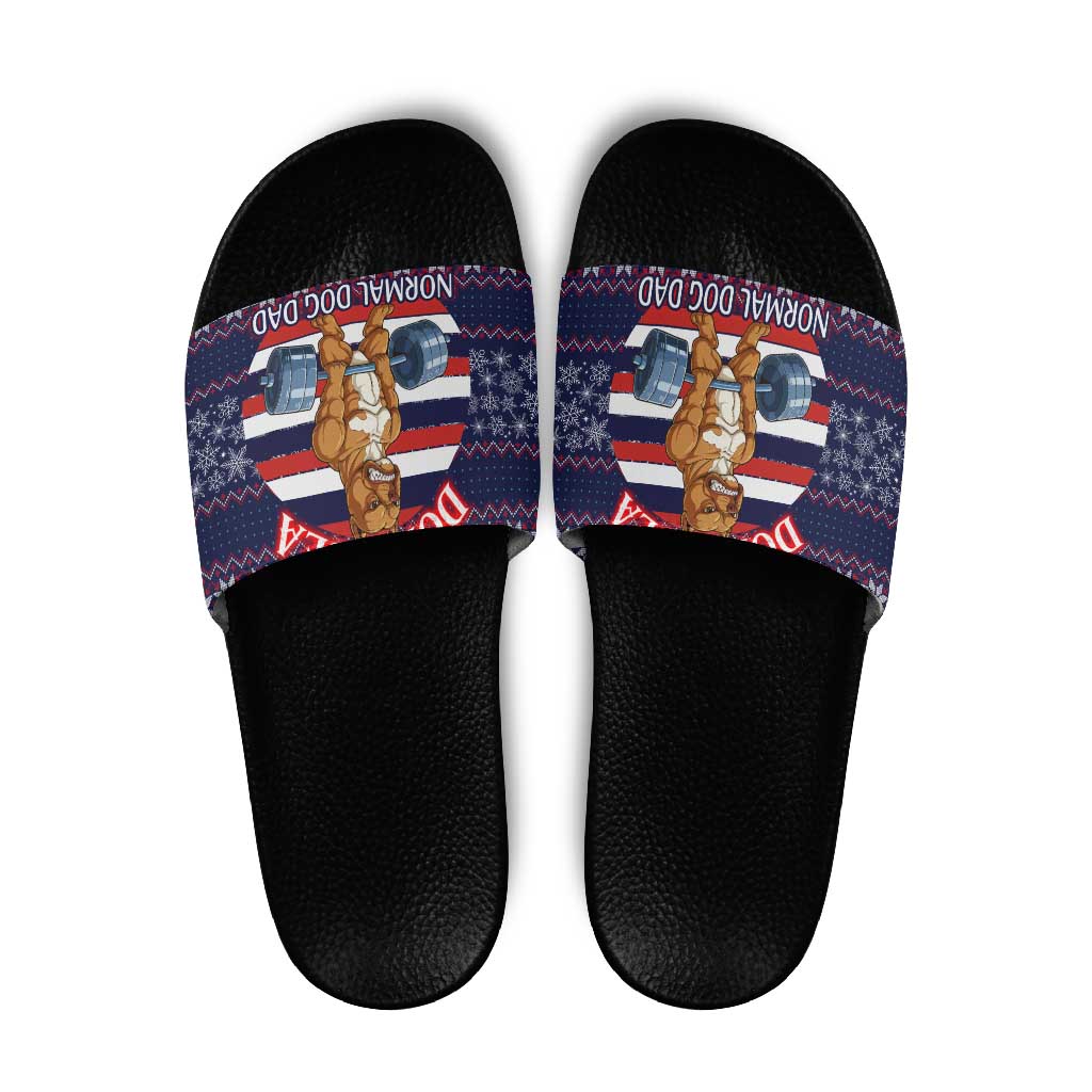 Don't Be A Normal Dog Dad Christmas Slide Sandals Funny Xmas Holiday Patterns - Wonder Print Shop