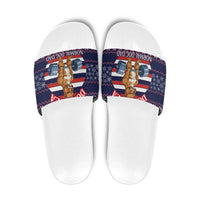 Don't Be A Normal Dog Dad Christmas Slide Sandals Funny Xmas Holiday Patterns - Wonder Print Shop