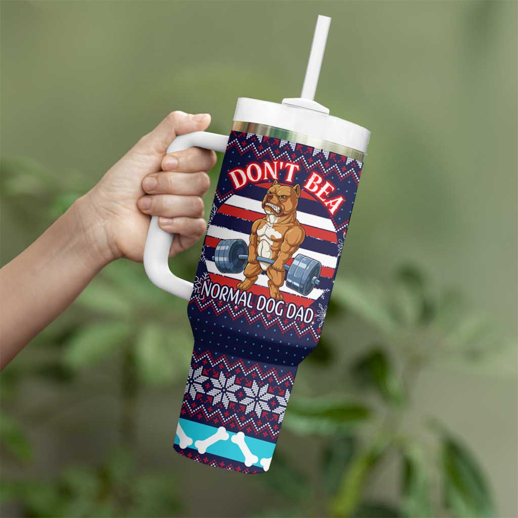 Don't Be A Normal Dog Dad Christmas Tumbler With Handle Funny Xmas Holiday Patterns - Wonder Print Shop