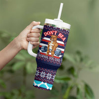 Don't Be A Normal Dog Dad Christmas Tumbler With Handle Funny Xmas Holiday Patterns - Wonder Print Shop