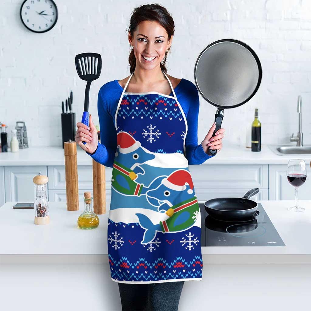Dolphin Couple Christmas Apron Funny Xmas Holiday Patterns - Wonder Print Shop