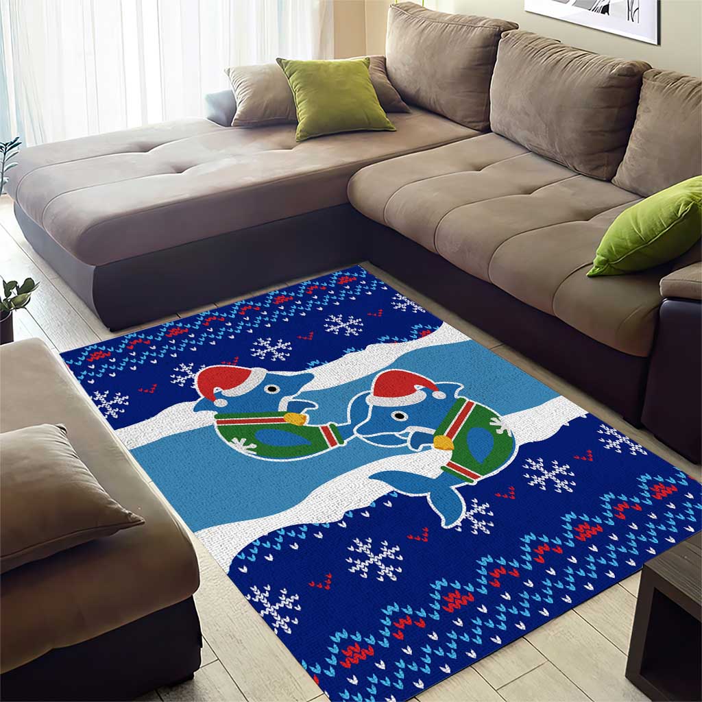 Dolphin Couple Christmas Area Rug Funny Xmas Holiday Patterns - Wonder Print Shop