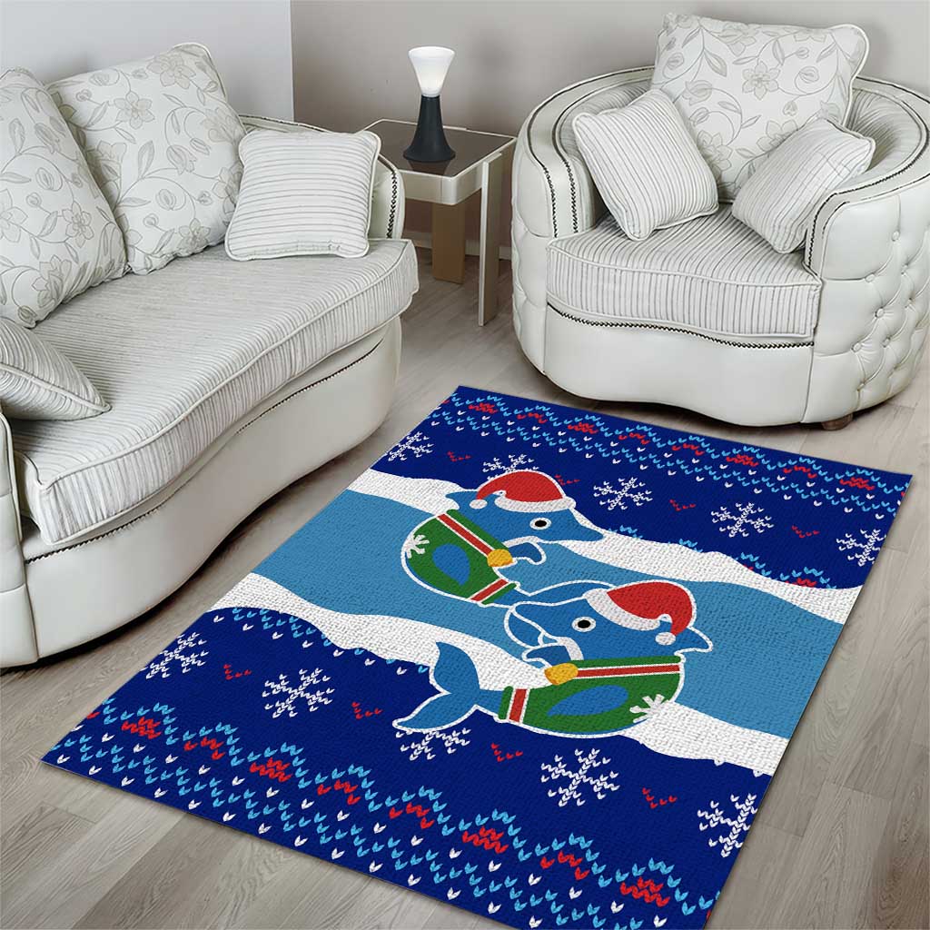 Dolphin Couple Christmas Area Rug Funny Xmas Holiday Patterns - Wonder Print Shop