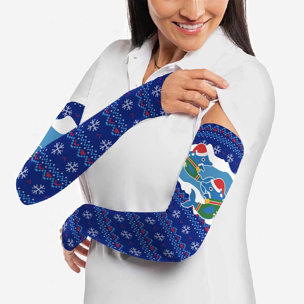 Dolphin Couple Christmas Arm Sleeves Funny Xmas Holiday Patterns - Wonder Print Shop