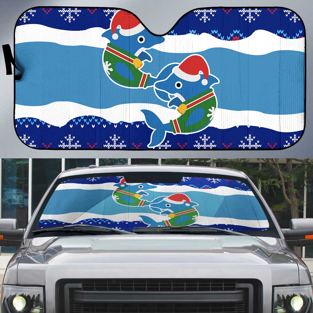 Dolphin Couple Christmas Auto Sun Shade Funny Xmas Holiday Patterns - Wonder Print Shop