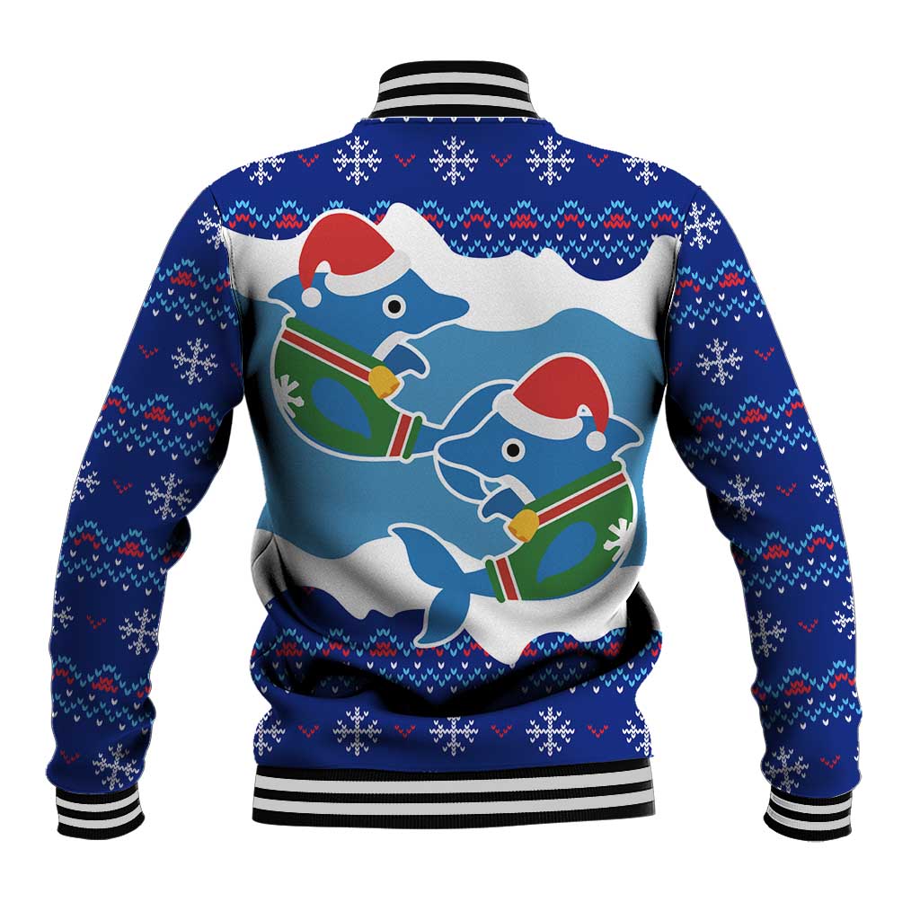 Dolphin Couple Christmas Baseball Jacket Funny Xmas Holiday Patterns - Wonder Print Shop