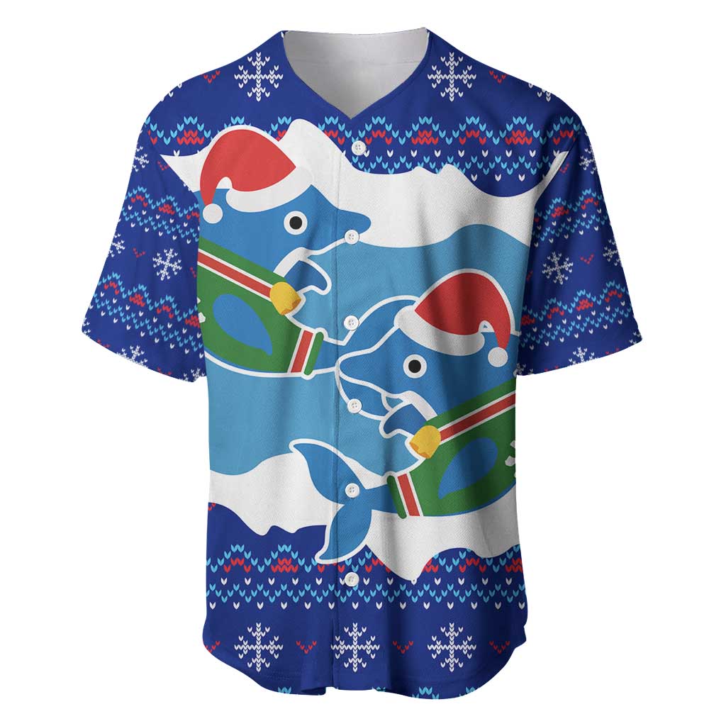 Dolphin Couple Christmas Baseball Jersey Funny Xmas Holiday Patterns - Wonder Print Shop
