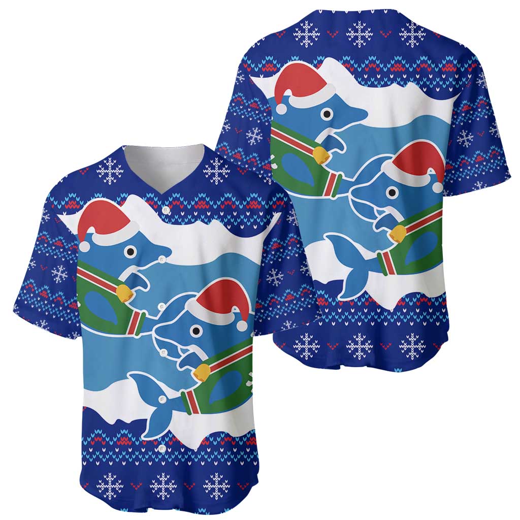 Dolphin Couple Christmas Baseball Jersey Funny Xmas Holiday Patterns - Wonder Print Shop