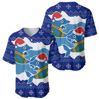 Dolphin Couple Christmas Baseball Jersey Funny Xmas Holiday Patterns - Wonder Print Shop
