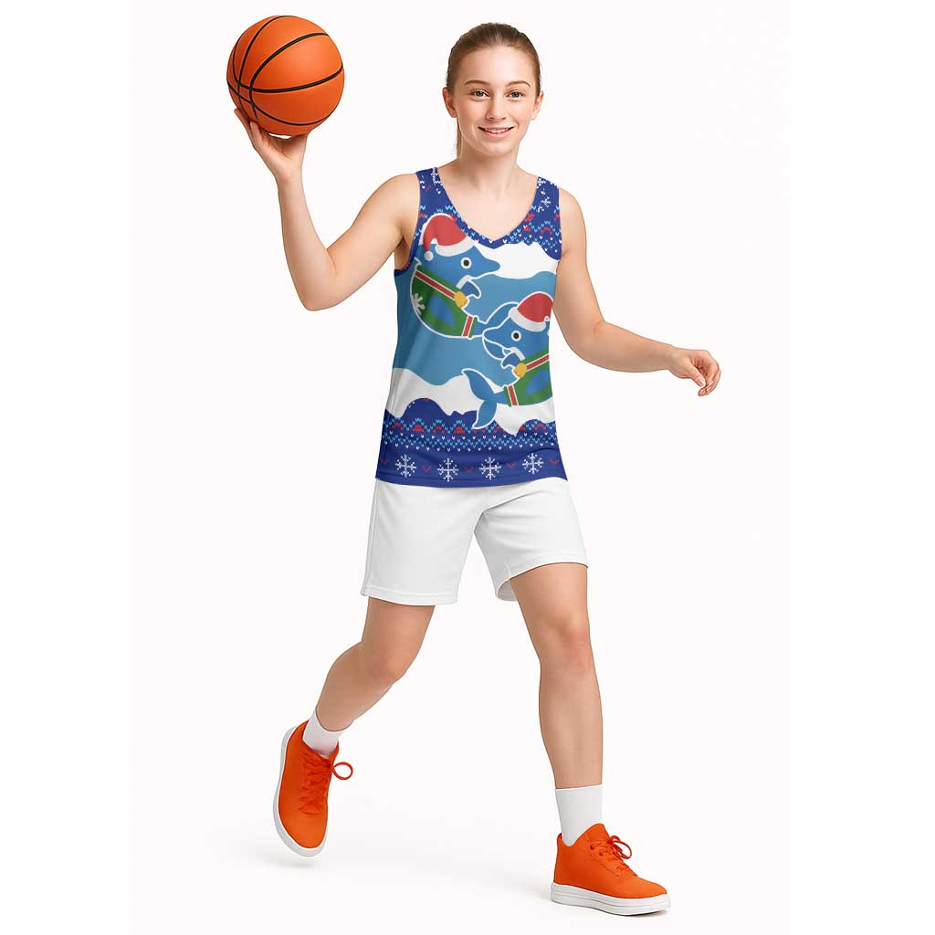 Dolphin Couple Christmas Basketball Jersey Funny Xmas Holiday Patterns - Wonder Print Shop