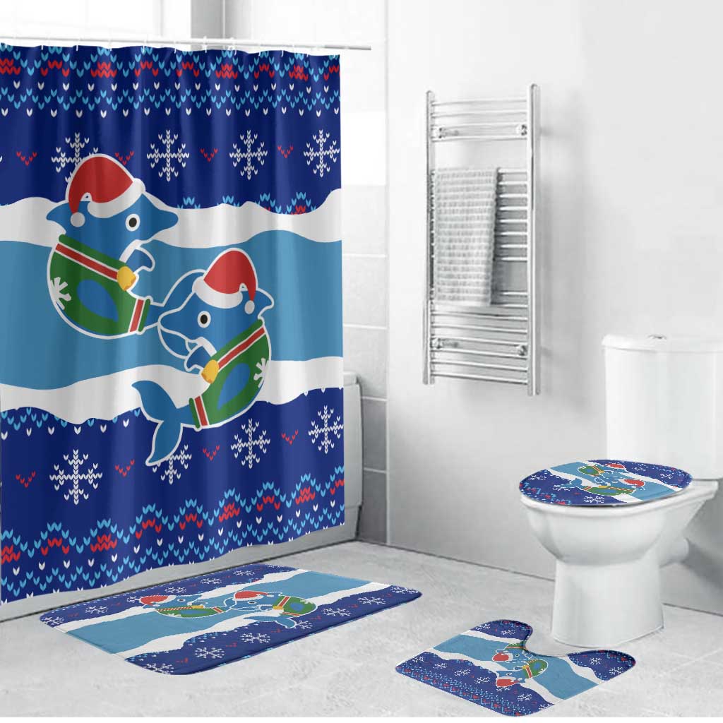Dolphin Couple Christmas Bathroom Set Funny Xmas Holiday Patterns - Wonder Print Shop