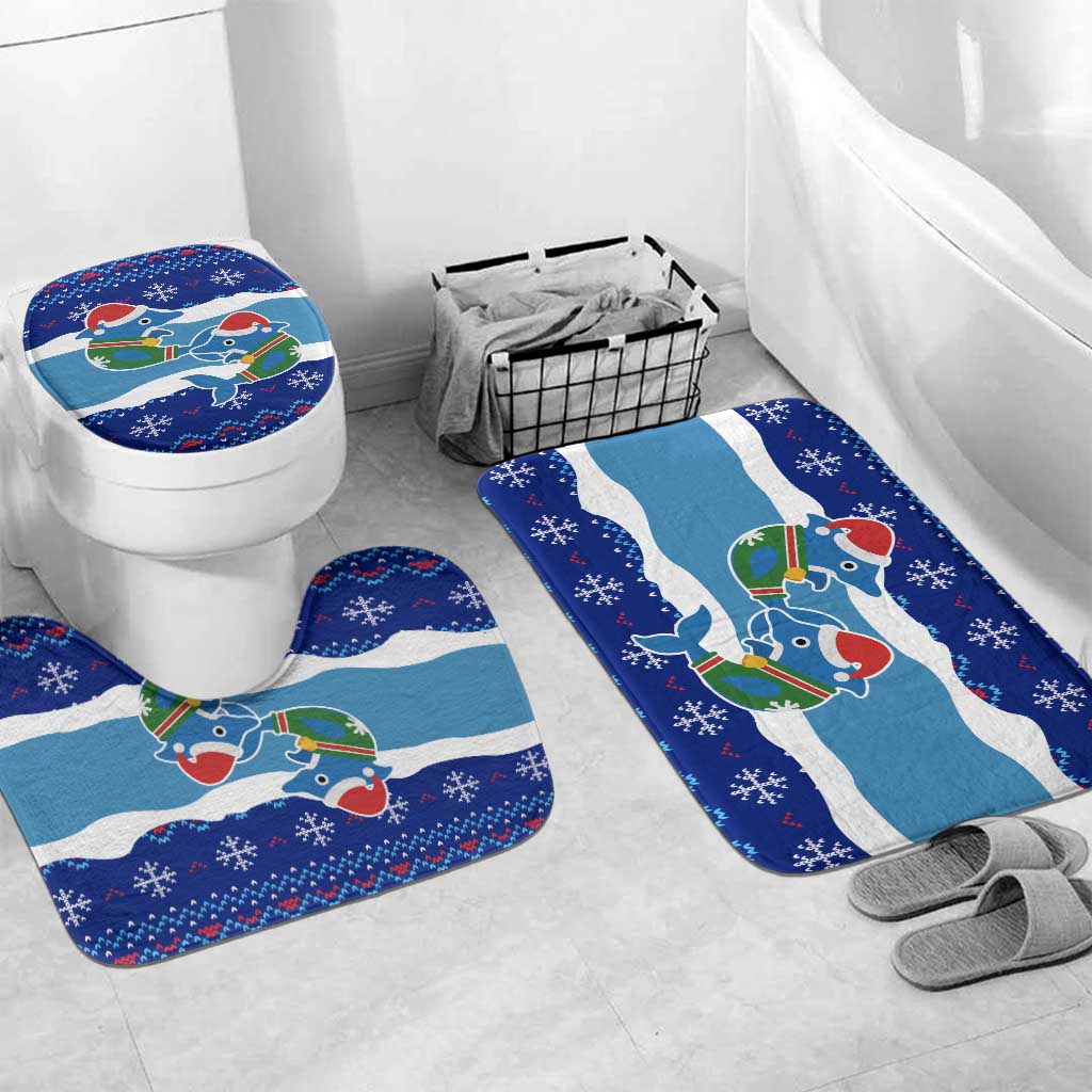 Dolphin Couple Christmas Bathroom Set Funny Xmas Holiday Patterns - Wonder Print Shop